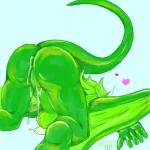 after_sex anthro anus ass_up bodily_fluids cum cum_in_ass cum_inside female genital_fluids genitals green_body green_skin heart_symbol on_ground pussy raised_tail rear_view solo tail wings badart_(artist) mythology dragon mythological_creature mythological_scalie scalie 1:1 hi_res sketch