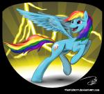 cutie_mark feathered_wings feathers female feral hair multicolored_hair open_mouth rainbow_hair simple_background smile solo wings thefishe77 friendship_is_magic hasbro my_little_pony mythology rainbow_dash_(mlp) equid equine mammal mythological_creature mythological_equine pegasus 2016 signature