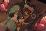 adult_on_young age_difference anal anal_knotting anal_penetration animal_genitalia animal_penis anthro black_stripes bodily_fluids canine_genitalia canine_penis countershading cum cum_in_ass cum_inside cumshot curling_toes dipstick_ears ear_markings ear_piercing ears_down ejaculation eyes_closed feet french_kissing frottage_while_penetrated genital_fluids genitals gloves_(marking) group group_sex hands-free humanoid_genitalia humanoid_penis internal internal_anal kissing knotting leg_markings lidded_eyes looking_at_another looking_at_partner lying male male/male markings motion_lines multicolored_ears narrowed_eyebrows on_side open_mouth penetration penis piercing pivoted_ears prostate_orgasm sex socks_(marking) stripes white_body white_countershading young young_anthro lil5parrow huskgear kiddy_(todeskiddy) canid canine canis domestic_cat domestic_dog felid feline felis mammal pantherine tiger wolf alternate_version_at_source hi_res