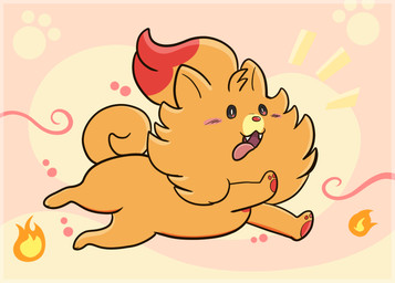 2_toes ambiguous_feral ambiguous_gender black_eyes blush blush_lines cheek_tuft facial_tuft fangs feet feral fire footprint fur hair light midair multicolored_hair neck_tuft open_mouth open_smile orange_body orange_fur orange_hair orange_tail pattern_background pawpads pawprint pawprint_background pink_background pink_tongue pupils quadruped red_hair red_pawpads short_hair simple_background smile solo tail teeth toes tongue tongue_out tuft two_tone_hair white_pupils fuposey nintendo pokemon pokemon_winds_and_waves generation_10_pokemon pokemon_(species) pombon 2026 colored digital_drawing_(artwork) digital_media_(artwork) english_description lighting shaded
