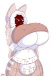 belt big_breasts blush bodily_fluids bottomwear breasts clothed clothing female frown hood huge_breasts kilt navel simple_background solo sporran sweat under_boob white_background theycallhimcake lass_(matsu-sensei) canid canine canis domestic_dog human mammal featureless_(disambiguation) 2d_animation animated hi_res short_playtime subtle_animation