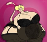 anthro bedroom_eyes belly big_belly big_breasts big_butt blonde_hair blue_eyes bracelet breasts butt clothing copyright_symbol female hair huge_breasts huge_thighs jewelry legwear lingerie markings mole_(marking) narrowed_eyes navel_outline obese obese_anthro obese_female overweight overweight_anthro overweight_female seductive solo stockings symbol thick_thighs satsumalord sandy_(satsumalord) gerbil mammal murid rodent 2014 digital_media_(artwork) hi_res