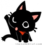 ambiguous_gender bandanna black_body clothing domestic_cat felid feline felis feral gamercat_(character) kerchief licking low_res mammal simple_background solo tail the_gamercat tongue tongue_out unknown_artist white_background