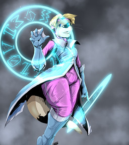 anthro blue_ear_piercing blue_eyes boots brown_body brown_fur clothing fog footwear fur gloves handwear magic_shield magic_user male membrane_(anatomy) otter_tail pink_clothing shoes smile solo superhero webbed_hands pandottermon parker_(pandottermon) mammal mustelid otter 2026 colored signature