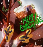 ankle_tuft beak branch brown_body brown_eyes brown_feathers claws crotch_tuft eyelashes feathered_wings feathers feet female feral hindpaw holidays leaf leg_tuft looking_at_viewer looking_down looking_down_at_viewer merry_christmas mistletoe neck_tuft outside paws plant scales snow snowing spread_wings tail tail_feathers toe_claws tree tuft wings winter yellow_body yellow_scales yellow_sclera conditional_dnp sefeiren christmas frisky_ferals addison_(frisky_ferals) accipitrid accipitriform avian bird eagle golden_eagle true_eagle digital_media_(artwork) hi_res shaded