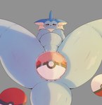 anthro balls blush butt genitals heart_symbol lube male object_in_ass object_on_butt penetration pokeball pokeball_insertion presenting presenting_hindquarters simple_background solo k0_bemy nintendo pokemon eeveelution generation_1_pokemon pokemon_(species) vaporeon absurd_res hi_res