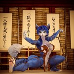 anthro barefoot blue_body blue_fur blue_hair bottomless clothed clothing dojo feet female flexible fur hair kung_fu legwear martial_arts paws solo weapon bustin3d nintendo star_fox warfare_machine krystal_(star_fox) warfare_krystal canid canine fox mammal 1:1 3d_(artwork) digital_media_(artwork) hi_res