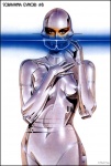 cybernetics cyborg female glistening hajime_sorayama machine metallic_body not_furry pinup pose solo technophilia