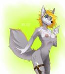 anthro blue_eyes breasts casual_nudity digitigrade female nipples nude scar solo aimi canid canine canis mammal wolf 2015 digital_media_(artwork) hi_res shaded