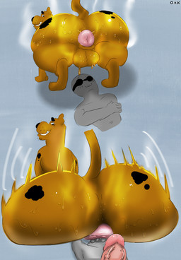anal_fluids anus balls big_butt blush bodily_fluids bottom_heavy butt butt_slam duo erection facesitting feral genitals glistening glistening_butt grin huge_butt hyper hyper_butt male male/male musk penis puffy_anus sitting_on_another smile standing_over steam steamy_butt sweat sweaty_balls sweaty_butt sweaty_genitalia oddkangal hanna-barbera scooby-doo_(series) scooby-doo canid canine canis domestic_dog human mammal hi_res