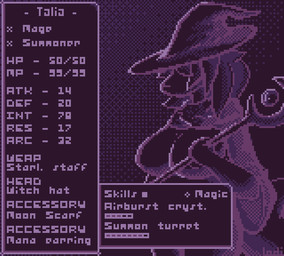 anthro big_breasts breasts character_sheet_(rpg) clothed clothing exposed_breasts female gameplay_mechanics hair hat headgear headwear hidden_eyes holding_object holding_staff huge_breasts long_hair long_sleeves magic_user scarf shark_tail solo staff stats text thick_thighs topless topless_anthro topless_female witch_hat conditional_dnp lodi_(artist) talia_(talico) aquatic fish shark digital_media_(artwork) english_text pixel_(artwork) restricted_palette