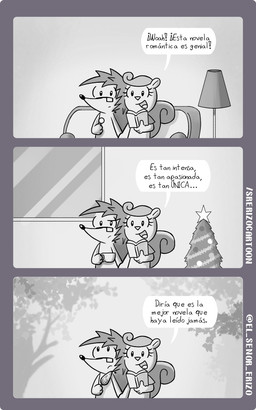 black_eyes black_nose book christmas_tree corn dialogue duo eyewear female food furniture glasses hand_grab holidays lamp lantern male open_mouth open_smile park plant popsicle simple_background smile sofa text tree mr_harinezumi christmas twitter webtoon eulipotyphlan hedgehog mammal rodent sciurid tree_squirrel 5:8 hi_res monochrome spanish_description spanish_text
