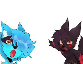 anthro black_body black_fur blue_body blue_fur duo fur gesture hand_gesture male meme_face meme_pose pointing simple_background spades_(suit) suit_symbol white_background sonofan soyjak two_soyjaks_pointing canid mammal 2023 digital_media_(artwork) hi_res meme