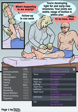 anthro beard bottomwear breast_growth breasts claw_growth claws clothed clothing coat dialogue doctor duo electronics eyewear facial_hair female forced forced_transformation fur fur_growth game_console gameplay_mechanics gender_transformation glasses group growth gui hair health_bar human_to_anthro injection intersex lab_coat laboratory laboratory_equipment male medical medical_instrument mid_transformation mtf_transformation mutagen nipples nude pain pants rat_tail scientific_experiment scientific_instrument species_transformation speech_bubble surgical_suture tail text topless topless_human topless_male topwear transformation transformation_sequence underwear kiri-anko rimworld human lagomorph leporid mammal murid murine rabbit rat rodent absurd_res comic english_text hi_res sequence