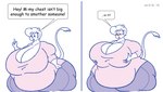 anthro belly big_belly big_breasts big_butt blush bottomwear breasts butt clothing copyright_symbol female hair hand_on_breast huge_breasts huge_thighs obese obese_anthro obese_female open_mouth overweight overweight_anthro overweight_female pants shirt solo speech_bubble symbol text thick_thighs topwear satsumalord sandy_(satsumalord) gerbil mammal murid rodent 2016 digital_media_(artwork) english_text hi_res sketch