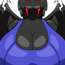 anthro big_breasts breasts cleavage clothed clothing corruption female solo king_of_sorrow_(artist) mothman arthropod cryptid demon insect lepidopteran moth 1:1 hi_res