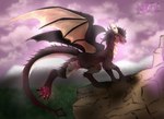 anus brown_body butt cloud female feral genitals pawpads paws presenting presenting_pussy pussy rear_view red_eyes rock scales sky solo solo_focus tail tongue tongue_out wings astralia_(art) european_mythology mythology dragon mythological_creature mythological_scalie scalie western_dragon hi_res watermark