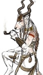 anthro female smoking_pipe solo tail tail_tuft tribal tuft mab kura addax antelope bovid grazing_antelope mammal