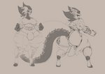 anthro big_breasts big_hands black_sclera breasts bulge clothing gynomorph intersex non-mammal_breasts simple_background solo tail thick_thighs sunny_draconis mythology sunny_(sunny_draconis) dragon mythological_creature mythological_scalie scalie absurd_res hi_res sketch