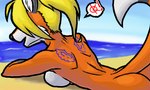 anthro beach breasts female nude nude_beach seaside solo tattoo kenfoxx alexandra_williams canid canine fox mammal 5:3 digital_media_(artwork) low_res oekaki