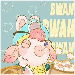 anthro blue_background blue_clothing blue_eyes blue_hat blue_headwear blue_wristband blush border closed_smile clothed clothed_anthro clothed_male clothing dumplings fake_ears food fur hand_pawpads hat headgear headwear jewelry long_ears male male_anthro mitten_hands mouth_closed multicolored_body narrowed_eyes necklace no_pupils noseless one_eye_closed pattern_background pawpads pink_clothing pink_shirt pink_topwear shirt simple_background smile solo squint steam steamer_basket tan_body tan_eyelids tan_pawpads tan_skin text topwear two_tone_body white_body white_border white_fur unknown_artist rabbids:_party_of_legends raving_rabbids rayman_(series) ubisoft rabbid_pigsy lagomorph mammal rabbid 1:1 absurd_res bust_portrait colored digital_drawing_(artwork) digital_media_(artwork) hi_res official_art portrait shaded