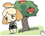 anthro apple apple_tree barefoot blonde_hair bottomwear clothed clothing feet female flat_chested floppy_ears food fruit fruit_tree grass hair miniskirt monotone_bottomwear monotone_clothing monotone_skirt neck_ribbon open_mouth open_smile plant ribbons shirt short_hair simple_background skirt smile solo string_bow tied_string topknot topwear tree vest white_background haramikarubi animal_crossing nintendo isabelle_(animal_crossing) canid canine canis domestic_dog mammal shih_tzu toy_dog 2024 colored_sketch full-length_portrait portrait sketch