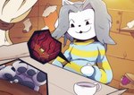 ambiguous_gender anthro clothing extreme_size_difference feet female fur inside_stomach internal micro oral_vore size_difference toes topwear under_foot vore white_body white_fur mukaxslivka undertale undertale_(series) chara_(undertale) temmie_(undertale) felid feline human mammal tem digital_media_(artwork)