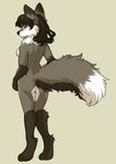 anthro breasts butt chest_fur female fluffy fluffy_tail looking_at_viewer medium_breasts nipples nude rear_view side_boob simple_background solo standing tail bonbonsart canid canine fox mammal cel_shading hi_res shaded sketch