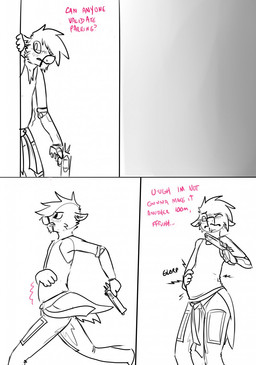 anthro dialogue femboy gun herm intersex male maleherm pregnant ranged_weapon rapid_pregnancy solo text weapon topazknight red_(topazknight) deer mammal comic english_text hi_res maleherm_(lore)