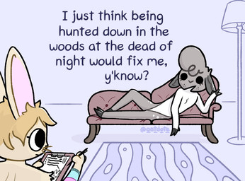 :3 :v ambiguous_gender anthro arm_tuft arm_warmers arm_warmers_only armwear blonde_hair carpet clipboard clothing countershade_torso countershading dialogue duo eyelashes featureless_crotch fingers freckled_face freckles fur furniture furniture_lamp grey_body grey_fur hair head_tuft highlights_(coloring) holding_object holding_pen hooved_fingers hooved_toes hooves lamp lamp_shade lgbt_pride lying lying_on_sofa markings notes nude on_side on_sofa pen pride_colors shoulder_tuft sofa spots spotted_markings tan_body tan_fur text therapy transgender_pride_colors tuft whiskers white_body white_fur white_highlights oatdote cool_s dote_(oatdote) winnow_(bunnybran) deer lagomorph leporid mammal rabbit cel_shading english_text shaded