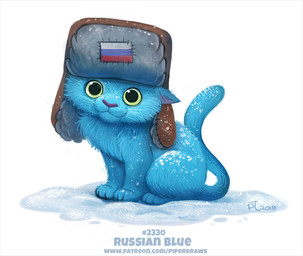 ambiguous_gender blue_body blue_fur clothing feral fur green_eyes hat headgear headwear humor looking_at_viewer pun russian_flag simple_background snow solo ushanka visual_pun whiskers white_background winter piper_thibodeau domestic_cat felid feline felis mammal russian_blue 2019 digital_media_(artwork) digital_painting_(artwork) painting_(artwork)