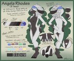 accessory anthro clock clothing dreadlocks drill_curls female fur hair headband headgear headwear hooves pubes rhodes solo watch wool_(fur) wristwear venisin angela_rhodes bovid caprine mammal sheep angela_(disambiguation) digital_media_(artwork) full-length_portrait hi_res model_sheet portrait signature