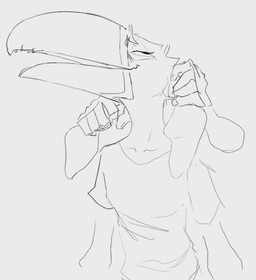 ambiguous_gender anthro beak clothed clothing disembodied_hand duo ear_rub female fully_clothed long_ears looking_pleasured narrowed_eyes open_mouth petting solo_focus wetchop mythology mira_(wetchop) aracari avian bird felid gryphon hybrid leopard mammal mythological_avian mythological_creature pantherine piciform toucan digital_drawing_(artwork) digital_media_(artwork) half-length_portrait monochrome portrait sketch