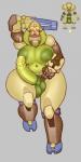 balls big_breasts breasts erection genitals gynomorph heart_symbol horn intersex looking_at_viewer machine nipples penis range_weapon simple_background solo wide_hips mechamonkeyz blizzard_entertainment overwatch orisa_(overwatch) omnic robot 1:2 2017 absurd_res digital_media_(artwork) hi_res