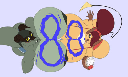 anthro beverage big_breasts big_butt bikini body_writing bodypaint bottomwear breasts butt cleavage clothed clothing countershade_torso countershading duo female fur green_body green_scales hair horn hotpants huge_breasts huge_butt hyper hyper_breasts hyper_butt looking_at_viewer looking_up muscular muscular_female orange_body orange_fur ponytail red_hair scales scar shorts size_difference swimwear toasting topless two-piece_swimsuit writing_on_breasts yellow_eyes aarqon fallout microsoft nintendo pokemon deathclaw generation_1_pokemon pokemon_(species) raichu scalie 2021 absurd_res hi_res