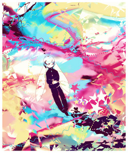 abstract_background anthro biped black_clothing black_suit border clothing male school_uniform solo suit uniform white_border oouyuki_benten lagomorph leporid mammal rabbit 2014