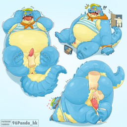 animal_genitalia anthro anus balls blue_body bodily_fluids cellphone clothing cum electronics erection genital_fluids genital_slit genitals handjob hat headgear headwear male male/male orgasm overweight penetration penile phone sex shirt slit_penetration slit_penis slit_play smartphone tank_top topwear visor_cap 96panda lifewonders tokyo_afterschool_summoners makara_(tas) crocodile crocodilian reptile scalie 1:1 hi_res