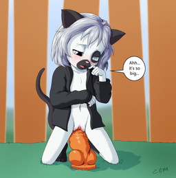 animal_dildo animal_sex_toy anthro big_dildo biped blind_eye bodily_fluids bottomless canine_dildo clitoris clothed clothing dildo dildo_sitting female flat_chested genital_fluids genitals jacket jacket_only kneeling knot knotted_dildo large_penetration loli looking_pleasured masturbation moan open_clothing open_jacket open_topwear penetration saliva saliva_string sex_toy solo text topwear topwear_only toying_self vaginal vaginal_fluids vaginal_masturbation vaginal_penetration vulva young young_anthro young_female zenu noel_(wichienmaat) felid mammal english_text