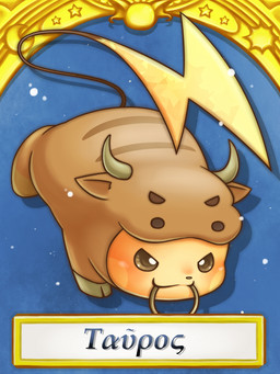 brown_eyes clothing costume feral fur horn male moon orange_body orange_fur ring solo star sun text yellow_body yellow_fur rairai-no26-chu nintendo pokemon western_zodiac taurus_(zodiac) bovid bovine cattle generation_1_pokemon mammal pokemon_(species) raichu 2015 3:4 translated