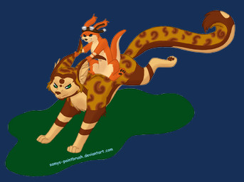 ambiguous_gender annoyed duo ear_grab ear_pull eyewear eyewear_on_head feral fur goggles goggles_on_head male markings mischievous_smile orange_body orange_fur pawpads riding riding_on_back running simple_background spots spotted_markings toony transparent_background frozen-fortune jak_and_daxter naughty_dog sony_corporation sony_interactive_entertainment daxter muse_(jak_and_daxter) fantasy_creature mammal mustelid ottsel alpha_channel digital_media_(artwork) hi_res