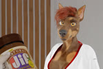 anthro clothing cropped_ears duo female food humor peanut_butter peanut_butter_game silly dr_whooves_(artist) untied_verbeger jif_peanut_butter dobermann_(untied_verbeger) canid canine canis dobermann domestic_dog human mammal pinscher 3d_(artwork) 3d_animation animated digital_media_(artwork) hi_res no_sound short_playtime webm