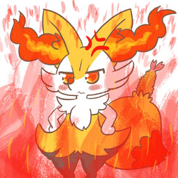 ambiguous_anthro ambiguous_gender anthro big_tail biped blush cross-popping_vein digitigrade fire food hands_on_hips looking_at_viewer no_pupils object_in_tail shrimp_(food) simple_background snout solo standing tail annyui0611 nintendo pokemon braixen canid generation_6_pokemon mammal pokemon_(species) 1:1 2021 colored digital_drawing_(artwork) digital_media_(artwork) hi_res japanese_description portrait three-quarter_portrait translated_description
