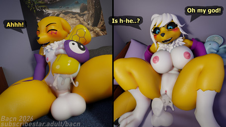 anthro balls bed bedroom bedroom_sex big_breasts blush bodily_fluids breasts clitoris cum cum_in_vagina cum_inside detailed_background dialogue disembodied_penis duo ejaculation erection eyebrows female female_penetrated fingers furniture genital_fluids genitals hair huge_breasts looking_pleasured lying male male/female male_penetrating moan nipples non-euclidean_sex nude on_bed open_mouth orgasm orgasm_face penetrable_sex_toy penetration penile penile_penetration penis portal_fleshlight portal_sex sex sex_toy smile speech_bubble spread_legs spreading teeth text thinking_with_portals vaginal vaginal_penetration vulva white_body yellow_body bacn bacn_(modeler) bandai_namco digimon renamon_(bacn) renny_(bacn) canid canine digimon_(species) fox mammal renamon 16:9 2026 3d_(artwork) 4k absurd_res blender_(artwork) blender_cycles_(artwork) comic digital_media_(artwork) english_description english_text hi_res widescreen brother_(lore) brother_and_sister_(lore) incest_(lore) sibling_(lore) sister_(lore)