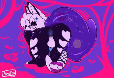 anthro anus backsack balls eyewear feet femboy genitals glasses male pawpads paws penis smile smirk solo azafox canid canine fox mammal hi_res