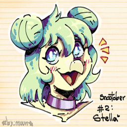 anthro biped blue_eyes blush choker female front_view green_body green_hair hair hair_bun happy jewelry long_hair looking_at_viewer necklace open_mouth open_smile outline pattern_background simple_background smile solo striped_background text twin_buns white_outline by:_muun goodbye_volcano_high ko_op_(game_developer) stella_(gvh_beta) dinosaur ornithischian prehistoric_species reptile scalie stegosaurian stegosaurus thyreophoran 1:1 absurd_res artist_name character_name colored english_text headshot_portrait hi_res portrait shaded