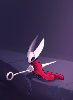 2_fingers 2_toes big_head black_body black_eyes black_skin bottomless cape cloak clothed clothing cracked cracks digitigrade feet female fingers grey_background grey_body grey_skin horn leg_markings long_horn looking_forward markings melee_weapon mouthless nail_(weapon) purple_background red_cape red_cloak red_clothing segmented_body sharp_horn simple_background sitting sitting_on_ground solo sword thigh_markings toes topwear weapon white_body white_head white_horn white_skin mr_diableg hollow_knight_(franchise) team_cherry hornet_(hollow_knight) animal_humanoid arthropod arthropod_humanoid humanoid insect insect_humanoid 2022 digital_drawing_(artwork) digital_media_(artwork) full-length_portrait hi_res portrait restricted_palette watermark