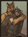 5_fingers anthro anthro_on_anthro bodily_fluids cum duo fingers genital_fluids male male/male nude fabercastel blacksad chief_smirnov john_blacksad canid canine canis domestic_dog felid feline german_shepherd herding_dog mammal pantherine pastoral_dog