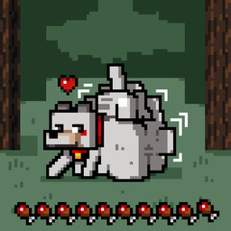 abdominal_bulge ambiguous_gender belly big_belly collar feral fur gameplay_mechanics grey_body grey_fur gui heart_symbol huge_belly hunger_bar motion_lines outside quadruped resting_on_belly smile soft_vore tail vore pawplants microsoft minecraft mojang xbox_game_studios canid canine canis mammal wolf wolf_(minecraft) 1:1 2026 digital_media_(artwork) pixel_(artwork)