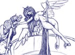 anthro big_breasts bottomwear breasts clothed clothed/nude clothed_female clothing dancing duo female hand_on_chin horn nude pole pole_dancing skirt wings snickerlewdles friendship_is_magic hasbro my_little_pony mythology gingersnaps_(oc) princess_luna_(mlp) equid equine mammal mythological_creature mythological_equine winged_unicorn sketch