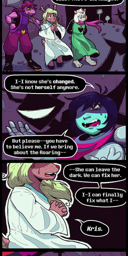 ambiguous_gender anthro antlers armor blade bodily_fluids clothing creepy_smile dialogue duo female freckles group heart_symbol heterochromia horn male melee_weapon mistaken_identity open_mouth smile speech_bubble spiked_tail spikes spikes_(anatomy) sword tail tail_blade tears text tricked trio weapon weapon_tail natalieleif deltarune mythology undertale_(series) friend_(deltarune) kris_dreemurr noelle_holiday ralsei roaring_knight susie_(deltarune) bovid caprine darkner deer dragon goat human lightner mammal monster mythological_creature mythological_scalie scalie comic english_text hi_res
